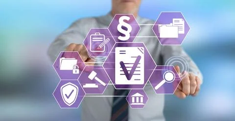 Man touching a validation concept Stock Photos