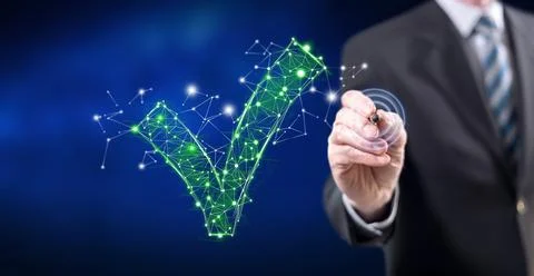 Man touching a validation concept Stock Photos
