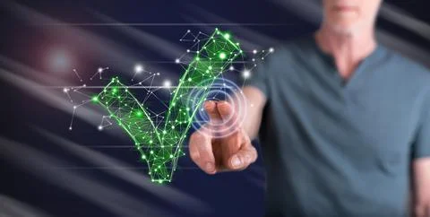Man touching a validation concept Stock Photos