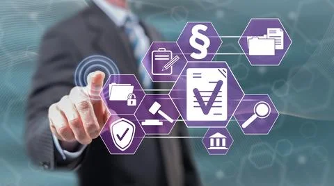 Man touching a validation concept Stock Photos