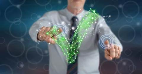 Man touching a validation concept Stock Photos