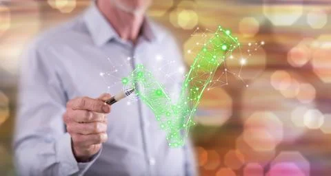 Man touching a validation concept Stock Photos