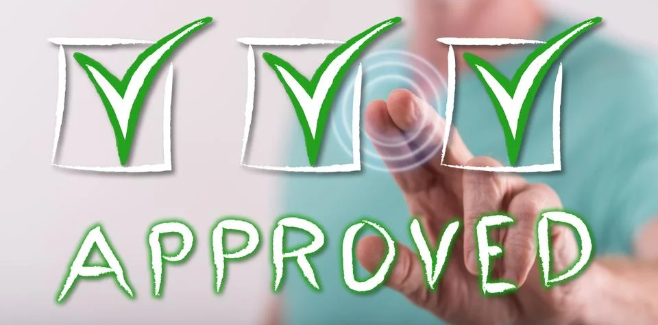 Man touching a validation concept on a touch screen Stock Photos