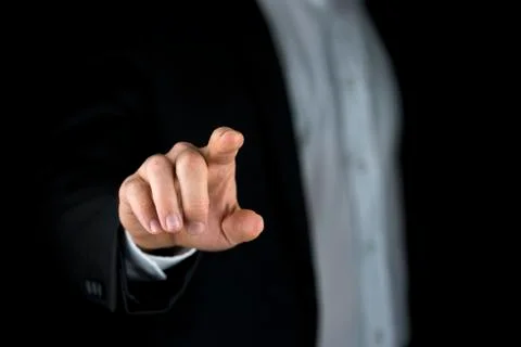 Man touching a virtual interface with his finger Stock Photos