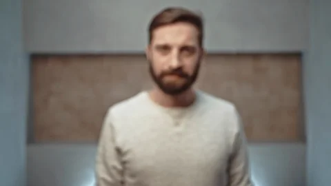 Man touching on virtual screen Stock Footage 107308138