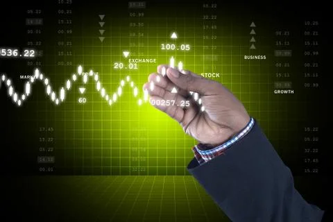 Man touching virtual waves Stock Illustration