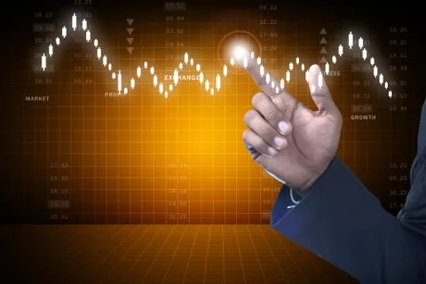 Man touching virtual waves Stock Illustration