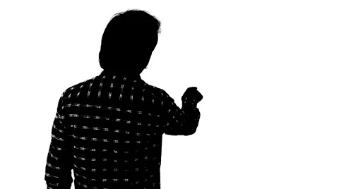 Man touching on white screen Stock Footage 63464225