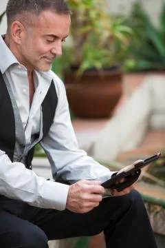 Man with touchpad Stock Photos