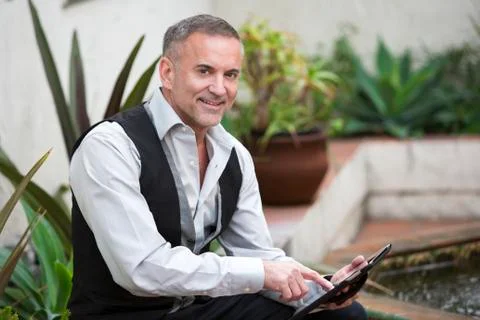 Man with touchpad Foto stock