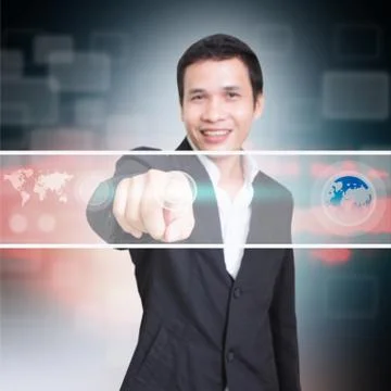 Man With Touchscreen Stock Illustration
