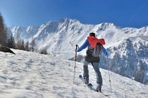 Man in touring ski Stock Photos
