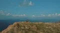The man with a tourist backpack walking on the beautiful mountain 4k or 4k+ Resolution