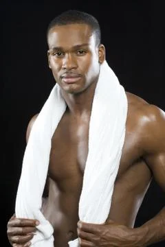 Man with towel Stock Photos