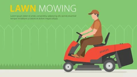Man on tractor lawnmower Stock Illustration