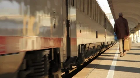 Man with Train Stock Footage 42979530