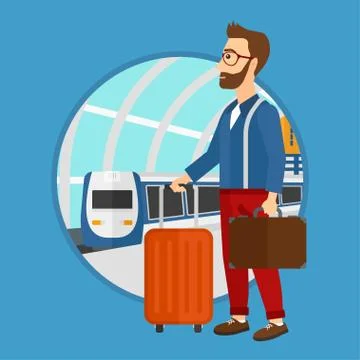 Man at the train station. Stock Illustration