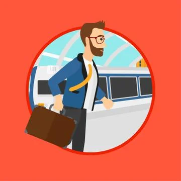 Man at the train station. Stock Illustration