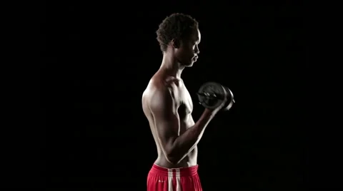 Man train with tools isolated on black 動画素材 64495785