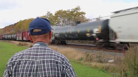 Man Train Watching Stock Footage 43785488