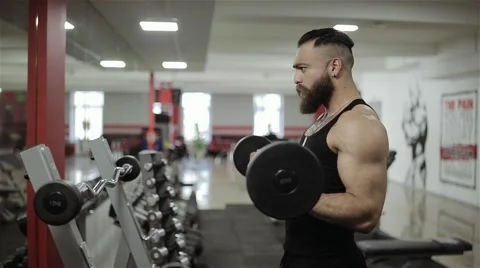 Man training barbell in the gym Stock Footage 56636706