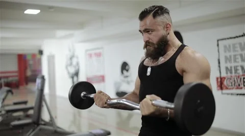 Man training barbell in the gym Stock Footage 56636825