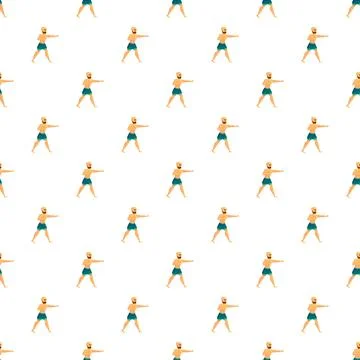 Man training boxing punch workout seamless pattern Stock Illustration