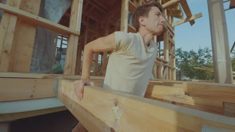 A man is training at a construction site Stock Footage 341979548