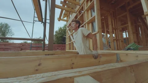 A man is training at a construction site Stock Footage 341979549