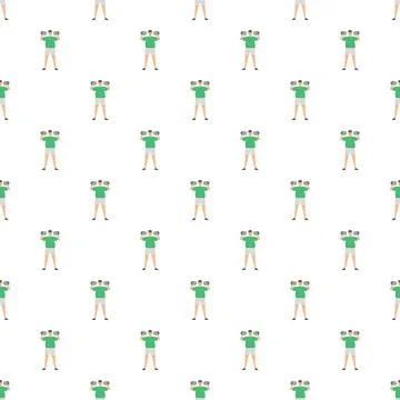 Man training with dumbbells repeating pattern Stock Illustration