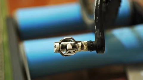 Man training at exercise bicycle Stock Footage 32691562