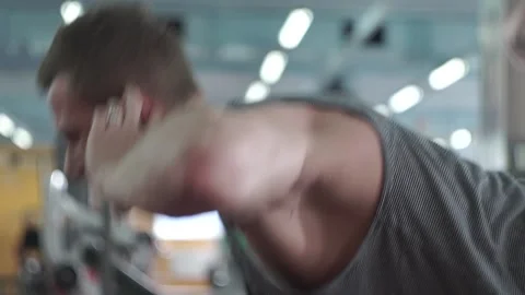 Man is training in gym Video stock 90492586