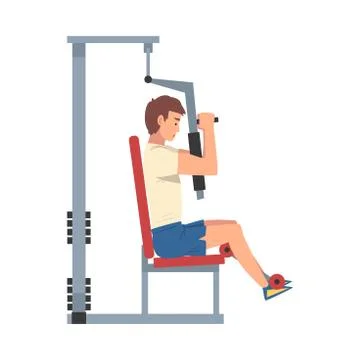 Man Training with Gym Machine Vector Illustration Stock Illustration