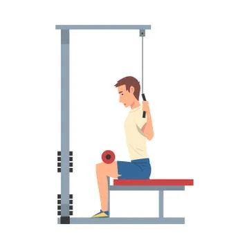 Man Training with Gym Machine Vector Illustration Stock Illustration