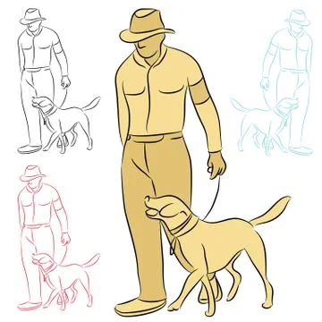 Man training his dog Stock Illustration