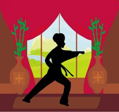 Man training karate Stock Illustration