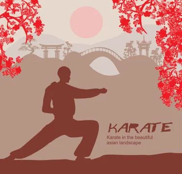 Man training karate Stock Illustration