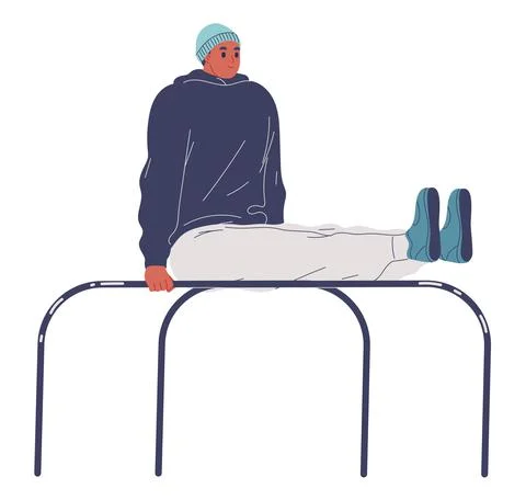 Man training outside on bars in winter Stock Illustration