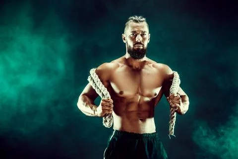 Man training with rope Stock Photos