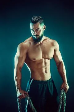 Man training with rope Stock Photos