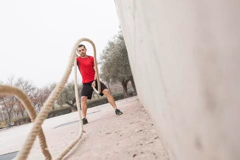 Man training with the rope Stock Photos