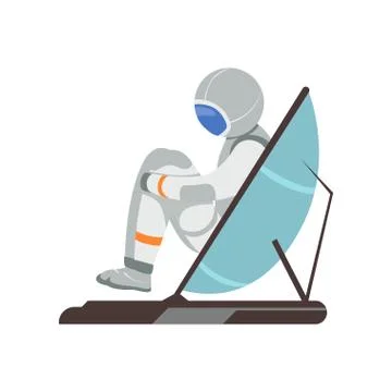 Man training vestibular apparatus on simulator machine. Astronaut preparing for Stock Illustration