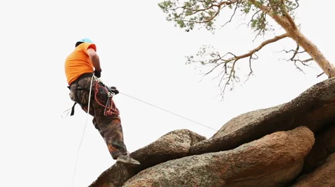 Man Trains to Conquer the Rock Video stock 49450977