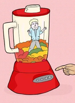 Man Trapped Inside Blender Stock Illustration