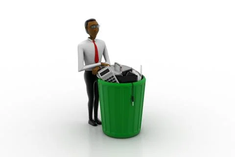 Man with trash box Free Stock Illustration