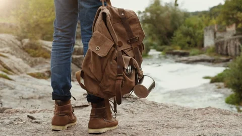 Man traveler with backpack. Stock Footage 95198077