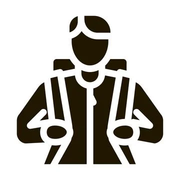 Man traveler with backpack icon Vector Glyph Illustration Illustrazione stock