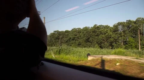 Man traveling by train, looking at the window Video stock 64895295