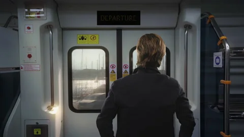 Man Traveling By Train Looking Window Stockbeeldmateriaal 167255548