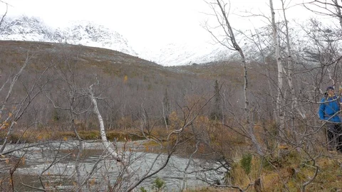 A man travels in a mountain hike. Active life Video stock 97405953